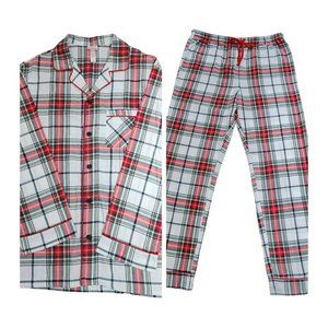 Size XXL Mens Winter Plaid Cotton Flannel‎ Pajama Set Long Sleeve